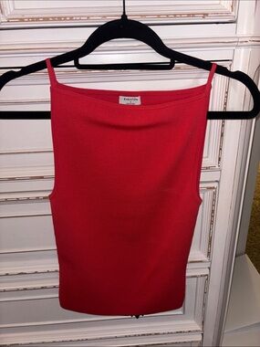 Aritzia Babaton Red Square-Neck Knit Tank Top